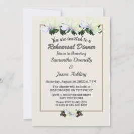 Invitación Cena de Boda de la vegetación de la magnolia blanc