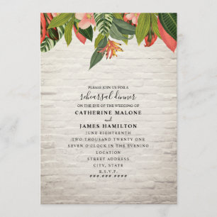 Invitación Cena de Boda de ladrillo blanco tropical