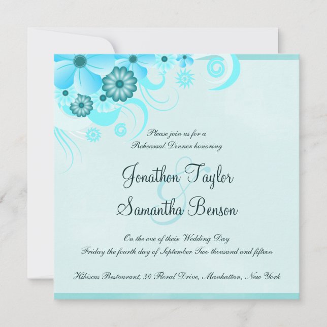 Invitación Cena de Boda de Light Aqua Blue Square (Anverso)