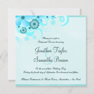 Invitación Cena de Boda de Light Aqua Blue Square