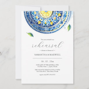 Invitación Cena de Boda de limón azul y amarillo