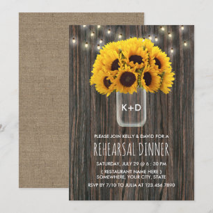 Invitación Cena de Boda de madera de cultivo de girasol