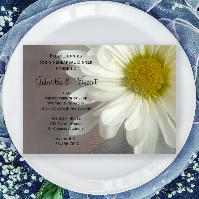 Invitación Cena de Boda de margarita blanca suave (Subido por el creador)