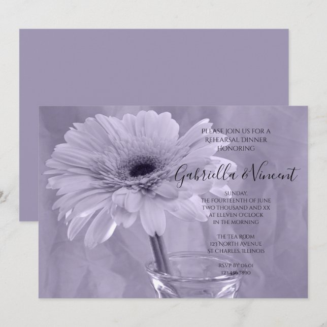 Invitación Cena de Boda de margarita pálido teñido (Anverso / Reverso)