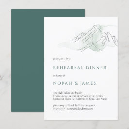 Invitación Cena de Boda de Montaña Blanca y Verde 