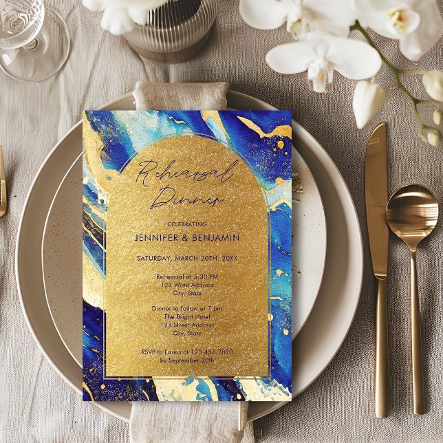 Invitación Cena de Boda de oro azul de la Marina Real (Subido por el creador)