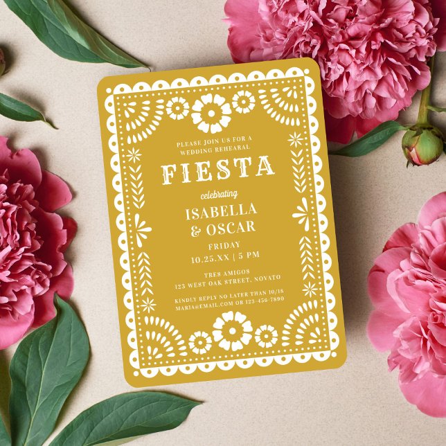 Invitación Cena de Boda de Papel amarillo cálido Picado (Subido por el creador)