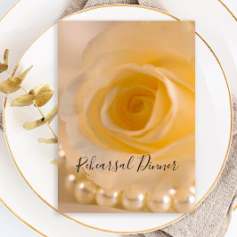 Invitación Cena de Boda de Perlas y Rosas Blancas