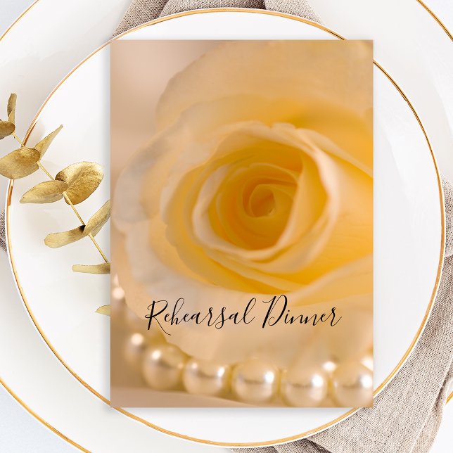 Invitación Cena de Boda de Perlas y Rosas Blancas (Subido por el creador)