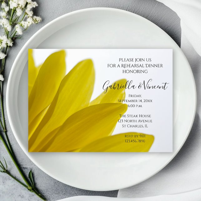 Invitación Cena de Boda de Petales de margarita amarilla (Subido por el creador)