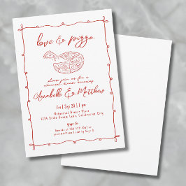 Invitación Cena de Boda de Pizza de amor rojo dibujado a mano