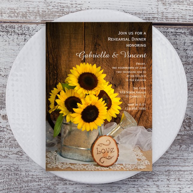 Invitación Cena de Boda de riego de girasoles (Subido por el creador)