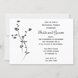 Invitación Cena de Boda de rosas blancas y negras