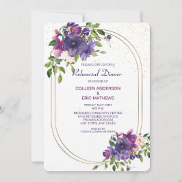 Invitación Cena de Boda de Rosas salvajes de violeta azul