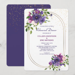 Invitación Cena de Boda de Rosas salvajes de violeta azul