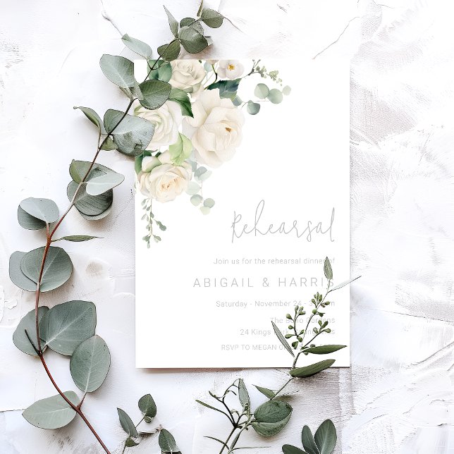 Invitación Cena de Boda de sabios y roses blancos divinos (Subido por el creador)