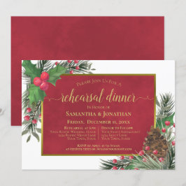 Invitación Cena de Boda de vacaciones Holly y Pine