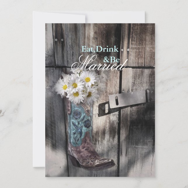 Invitación cena de boda de vaqueros de la campiña daisy (Reverso)