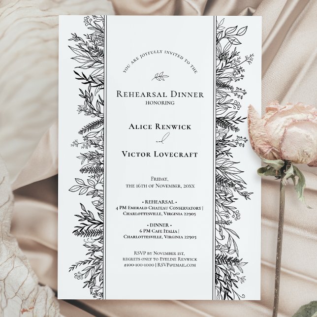 Invitación Cena de Boda de verde blanco y negro (Subido por el creador)