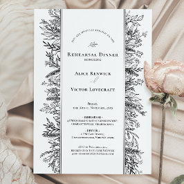 Invitación Cena de Boda de verde blanco y negro