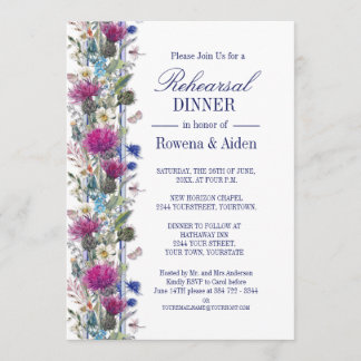 Invitación Cena de Boda floral de cardo escocés