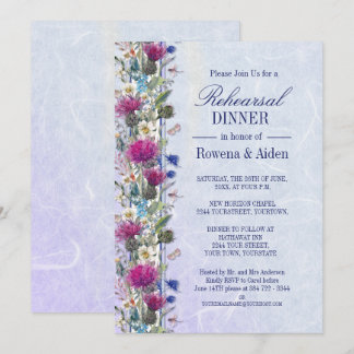 Invitación Cena de Boda floral de cardo escocés