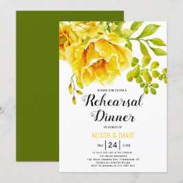 Invitación Cena de boda floral de color amarillo acuático