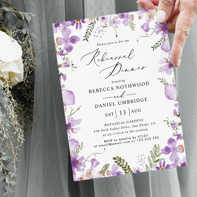 Invitación Cena de Boda floral de lavanda suave (Subido por el creador)
