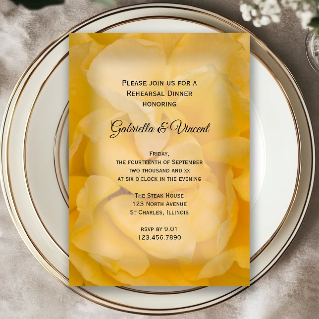 Invitación Cena de Boda floral de rosa amarilla (Subido por el creador)