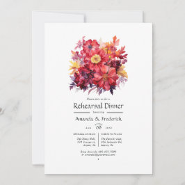 Invitación Cena de Boda floral roja lúcida