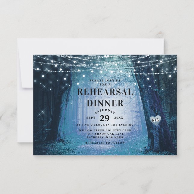 Invitación Cena de Boda forestal encantada de Evermore (Anverso)