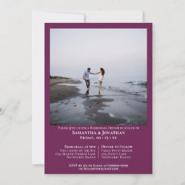 Invitación Cena de Boda fotográfico de cassis mínima