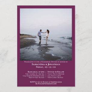 Invitación Cena de Boda fotográfico de cassis mínima
