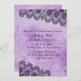 Invitación Cena de Boda gótico morado Black Lace