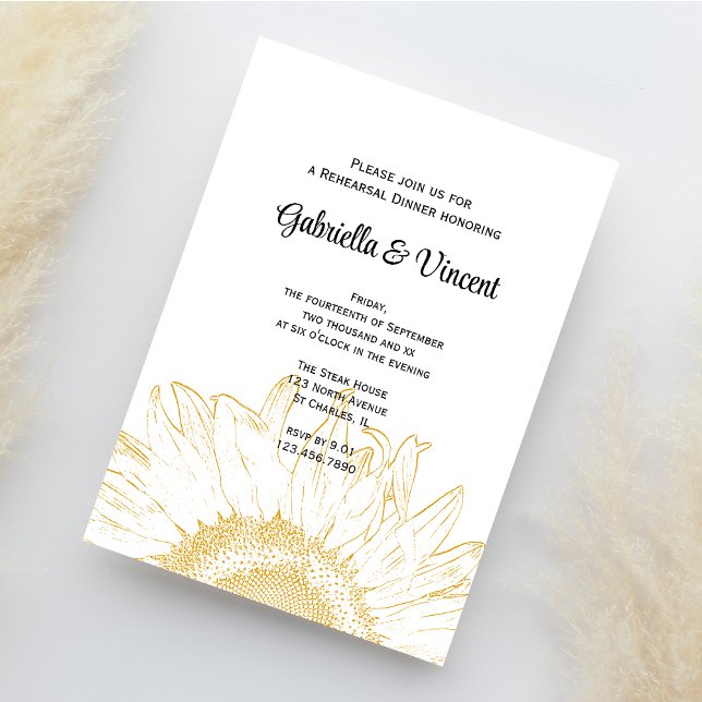 Invitación Cena de Boda gráfico de girasol (Subido por el creador)