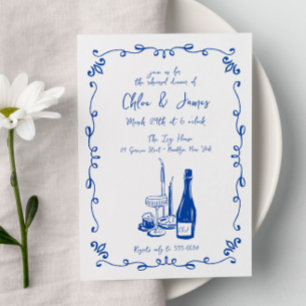 Invitación Cena de Boda ilustrada y caprichosa