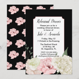 Invitación Cena de Boda negro y rosa de moda