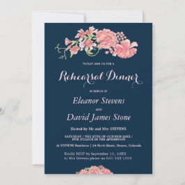 Invitación Cena de boda rubio y de marina floral
