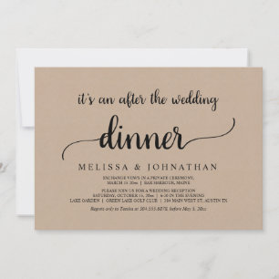 Invitación Cena de Boda Rústica y Huida Felices para Siempre