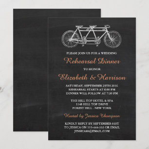 Invitación Cena de Boda Tandem Bicycle Chalkboard