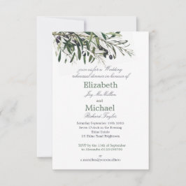 Invitación Cena de Boda verde botánico italiano