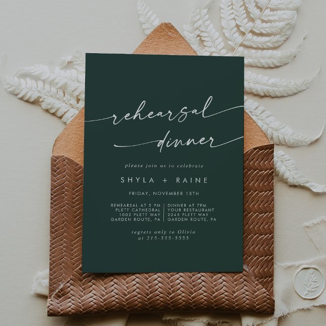 Invitación Cena de Boda verde esmeralda de la Moda Boho (Subido por el creador)