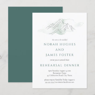 Invitación Cena de Boda verde y blanco de montaña 