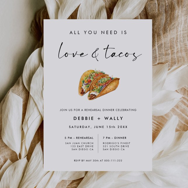 Invitación Cena de Bodas de amor y tacos (Subido por el creador)