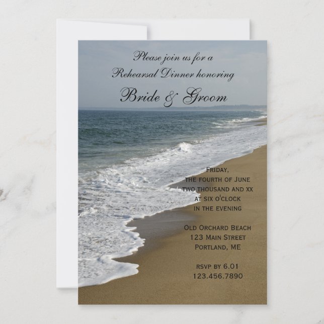 Invitación Cena de Bodas de playa y océano (Anverso)