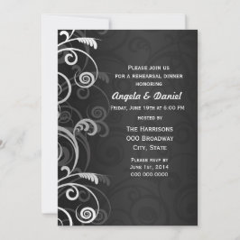 Invitación Cena de Bodas modernos en blanco y negro