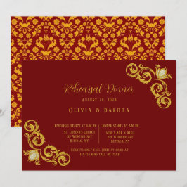 Invitación Cena de Bodas Reales Rojo y Oro