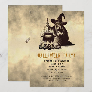 Invitación Cena de Brujas de Halloween