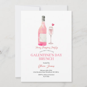 Invitación Cena de Brunch Fiesta del Día de Galentine con alc