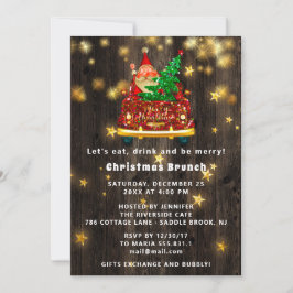 Invitación Cena de brunch navideño de oro para autos